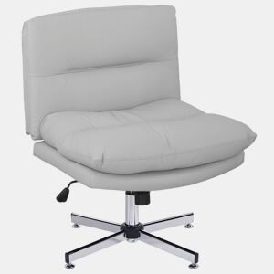 HOMCOM Cadeira de Escritório sem Apoio para os Braços Cadeira de Escritório com Altura Ajustável Função Basculante Base Cruzada e Assento Amplo Cadeira para Estúdio 65x65x84-94 cm Cinza Claro
