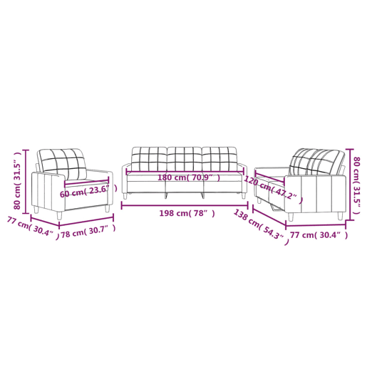 vidaXL 3 pcs conjunto de sofás com almofadões tecido cinzento-escuro