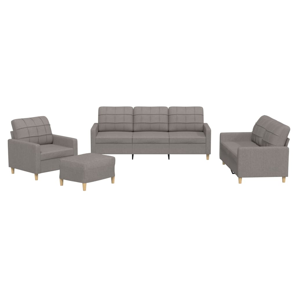 Vidaxl juego de sofás con cojines 4 piezas tela gris taupe