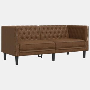 vidaXL Sofá chesterfield 2 lugares camurça artificial castanho
