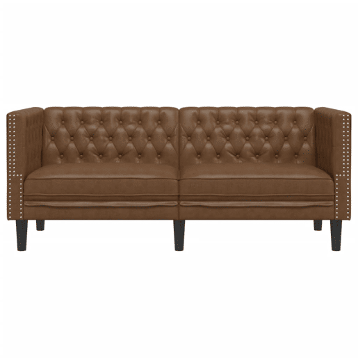 vidaXL Sofá chesterfield 2 lugares camurça artificial castanho