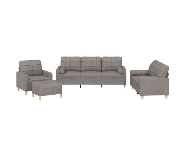 Vidaxl juego de sofás con cojines 4 piezas tela gris taupe