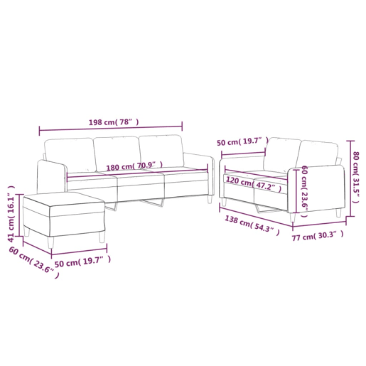 vidaXL 3 pcs conjunto de sofás com almofadões tecido cinza-acastanhado vidaXL 3 pcs conjunto de sofás com almofadões tecido cinza-acastanhado