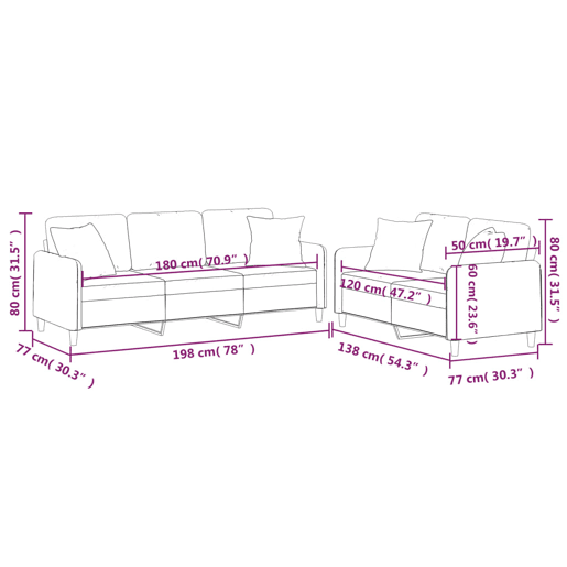 vidaXL 2 pcs conjunto de sofás com almofadas tecido amarelo-claro vidaXL 2 pcs conjunto de sofás com almofadas tecido amarelo-claro