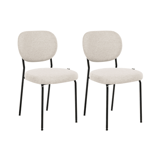 Conjunto de 2 cadeiras de jantar LOLETA Tecido Creme claro Conjunto de 2 cadeiras de jantar LOLETA Tecido Creme claro