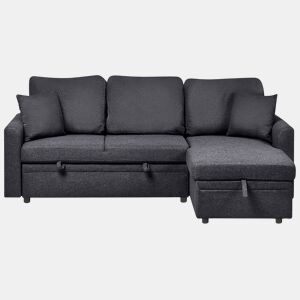Sofá-cama de canto NASSJO Linho sintético Preto 3 lugares à esquerda