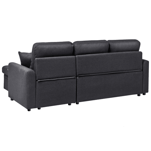 Sofá-cama de canto NASSJO Linho sintético Preto 3 lugares à esquerda