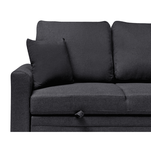 Sofá-cama de canto NASSJO Linho sintético Preto 3 lugares à esquerda