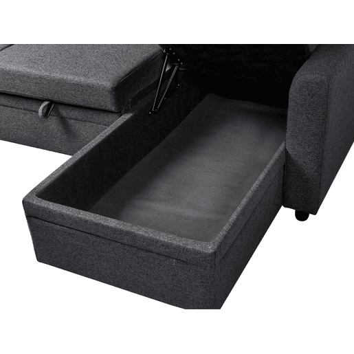 Sofá-cama de canto NASSJO Linho sintético Preto 3 lugares à esquerda