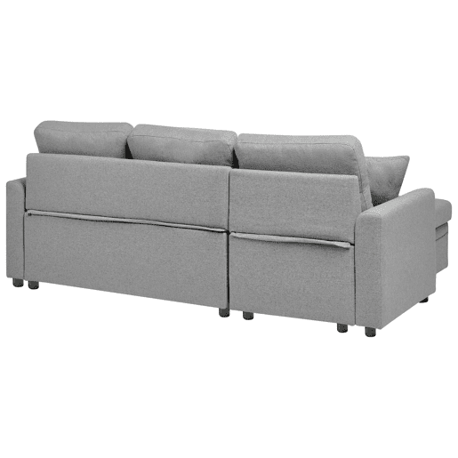 Sofá-cama de canto NASSJO Linho sintético Cinzento 3 lugares à direita