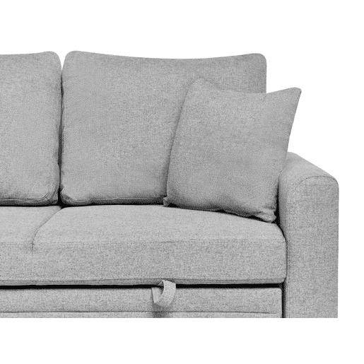 Sofá-cama de canto NASSJO Linho sintético Cinzento 3 lugares à direita