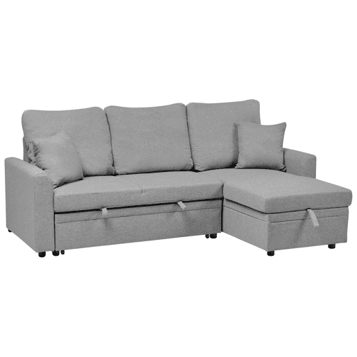 Sofá-cama de canto NASSJO Linho sintético Cinzento 3 lugares à esquerda