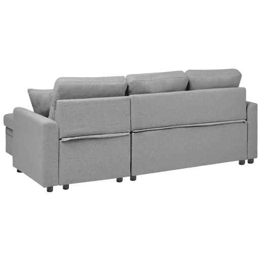 Sofá-cama de canto NASSJO Linho sintético Cinzento 3 lugares à esquerda