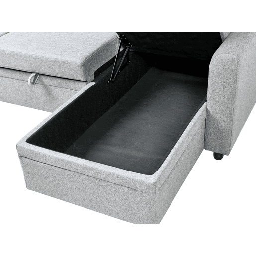 Sofá-cama de canto NASSJO Linho sintético Cinzento 3 lugares à esquerda