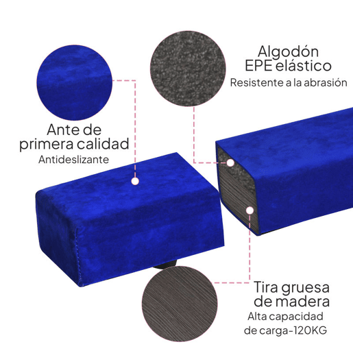 HOMCOM Barra de Equilíbrio Ginástica Dobrável 210 cm Barra de Ginástica Artística Viga de Equilíbrio para Crianças Iniciantes e Ginastas Profissionais para Treino em Casa 210x10x6,5 cm Azul
