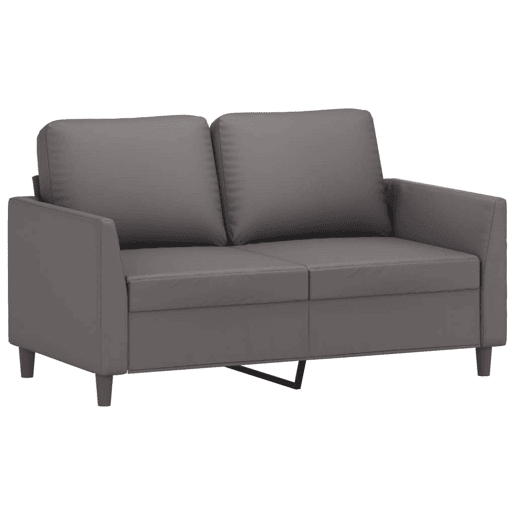 vidaXL 2 pcs conjunto de sofás c almofadões couro artificial cinzento