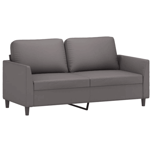 vidaXL 2 pcs conjunto de sofás c almofadões couro artificial cinzento