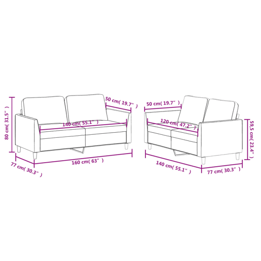 vidaXL 2 pcs conjunto de sofás c almofadões couro artificial cinzento