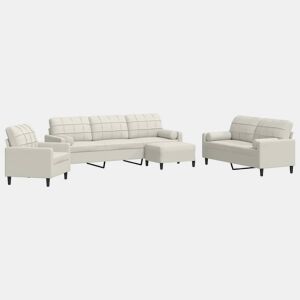 vidaXL 4 pcs conjunto de sofás com almofadões e rolos veludo creme