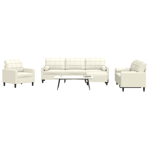 vidaXL 4 pcs conjunto de sofás com almofadões e rolos veludo creme