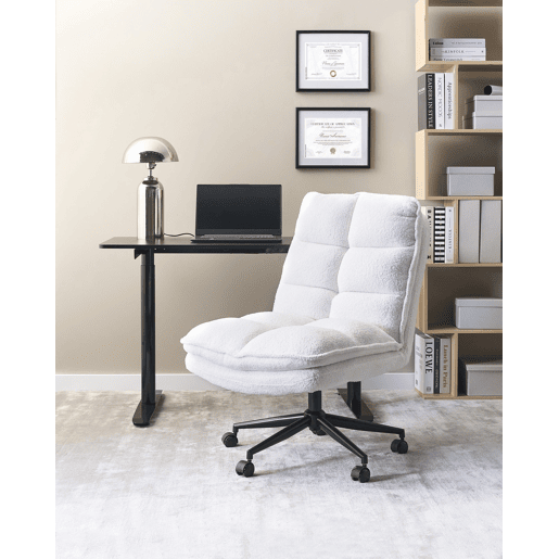 Cadeira de escritório ADDISON Bouclé Branco Cadeira de escritório ADDISON Bouclé Branco