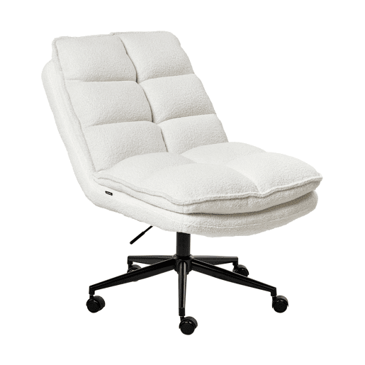 Cadeira de escritório ADDISON Bouclé Branco Cadeira de escritório ADDISON Bouclé Branco