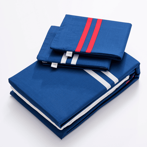 Conjunto de 4 peças Azul Marinho (Capa de Edredão DUPLA 220x220+30cm + Lençol de Baixo 160x200+30cm + 2x Capa de Almofada 50x80cm) 100% Algodão 180TC El Ganso