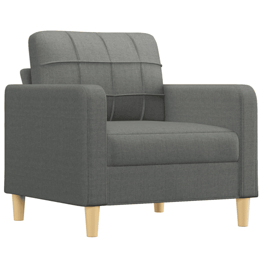 vidaXL 3 pcs conjunto de sofás com almofadas tecido cinzento-escuro