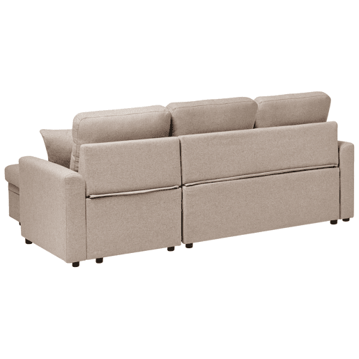 Sofá-cama de canto NASSJO Linho sintético Castanho claro com arrumação 3 lugares à esquerda