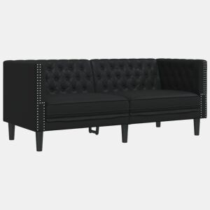 vidaXL Sofá chesterfield 2 lugares couro artificial preto