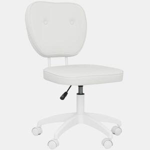 Vinsetto Cadeira de Escritório Estofada em PU Cadeira de Escritório Giratória com Altura Ajustável Sem Braços Carga 120 kg Cadeira de Estudo Dormitório 46x59x82-92 cm Branco