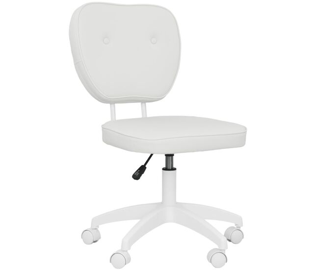 Vinsetto silla de escritorio tapizada en pu silla de oficina giratoria con altura ajustable sin brazos carga 120 kg para estudio dormitorio 46x59x82-92 cm blanco