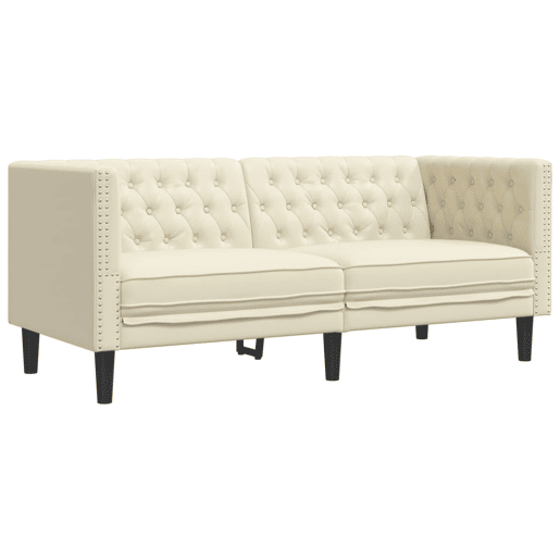 vidaXL Sofá chesterfield 2 lugares couro artificial creme vidaXL Sofá chesterfield 2 lugares couro artificial creme