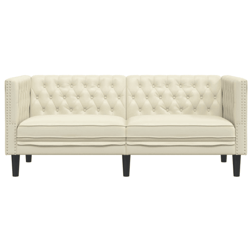 vidaXL Sofá chesterfield 2 lugares couro artificial creme vidaXL Sofá chesterfield 2 lugares couro artificial creme