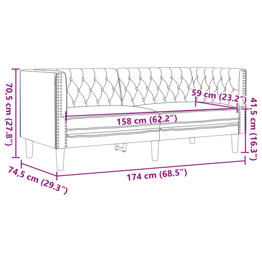 vidaXL Sofá chesterfield 2 lugares couro artificial creme vidaXL Sofá chesterfield 2 lugares couro artificial creme