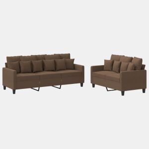 vidaXL 2 pcs conjunto de sofás com almofadões tecido castanho