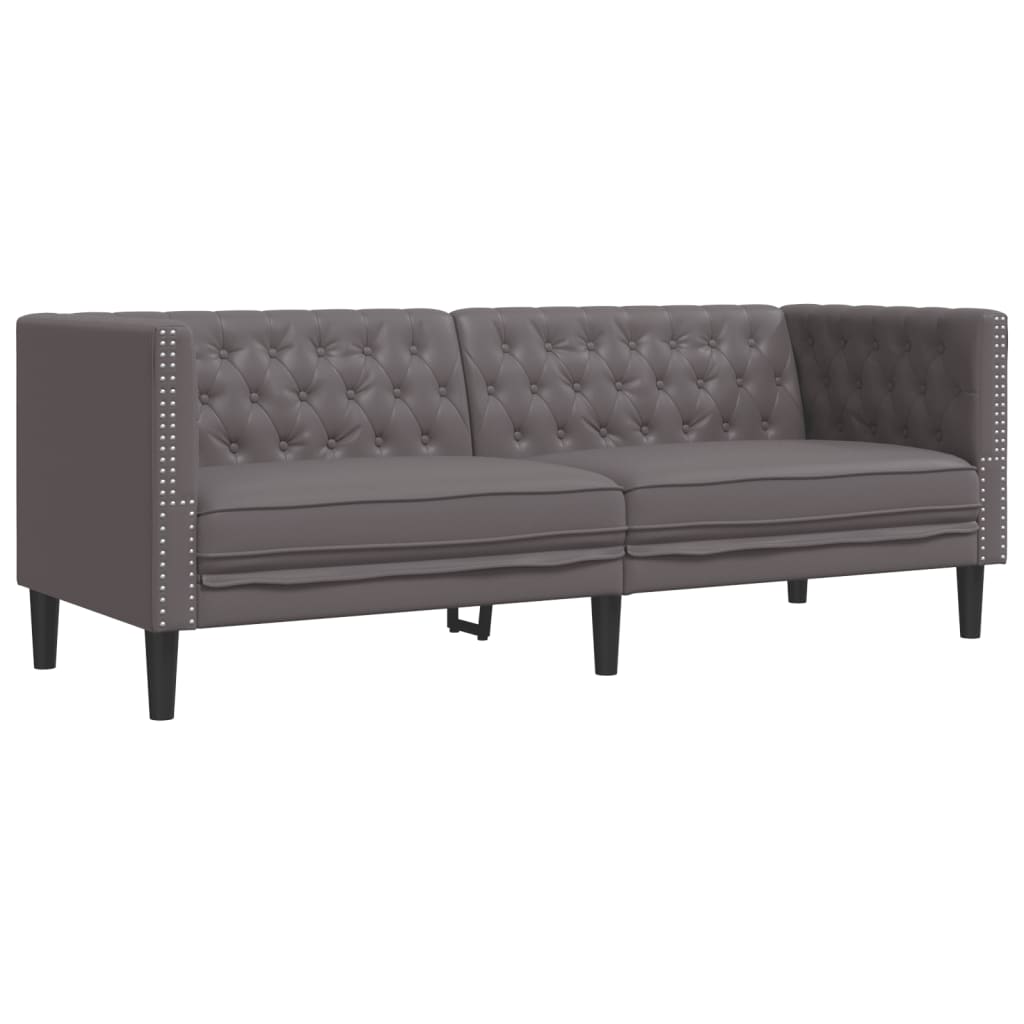 Vidaxl sofá chesterfield de 3 plazas cuero artificial gris
