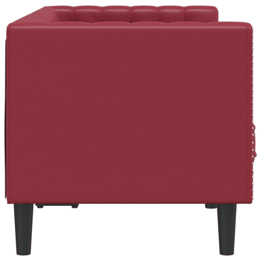 VidaXL Sofá chesterfield 2 lugares couro artificial vermelho tinto