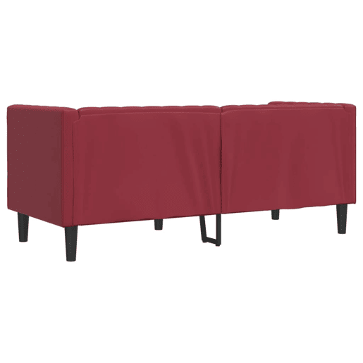VidaXL Sofá chesterfield 2 lugares couro artificial vermelho tinto