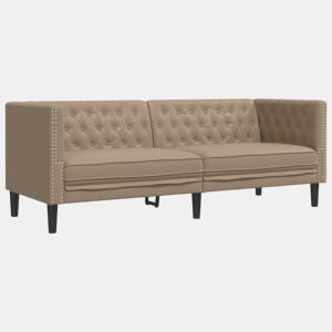 vidaXL Sofá chesterfield 3 lugares couro artificial cappuccino