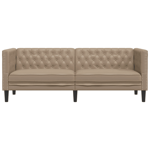 vidaXL Sofá chesterfield 3 lugares couro artificial cappuccino