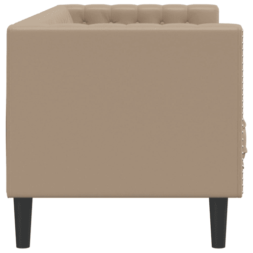 vidaXL Sofá chesterfield 3 lugares couro artificial cappuccino
