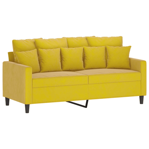 vidaXL 3 pcs conjunto de sofás com almofadões veludo amarelo vidaXL 3 pcs conjunto de sofás com almofadões veludo amarelo