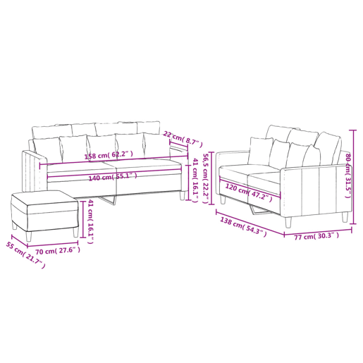 vidaXL 3 pcs conjunto de sofás com almofadões veludo amarelo vidaXL 3 pcs conjunto de sofás com almofadões veludo amarelo