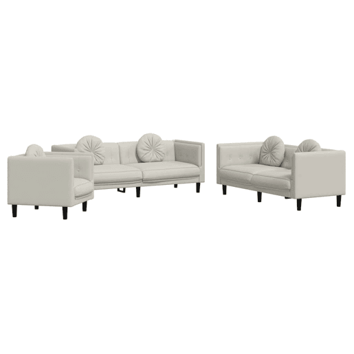 vidaXL 3 pcs conjunto de sofás com almofadas veludo cor creme vidaXL 3 pcs conjunto de sofás com almofadas veludo cor creme