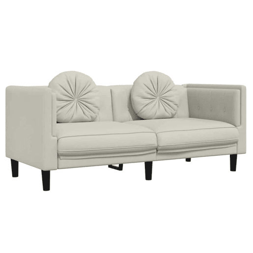vidaXL 3 pcs conjunto de sofás com almofadas veludo cor creme vidaXL 3 pcs conjunto de sofás com almofadas veludo cor creme