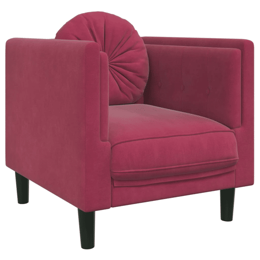 vidaXL 3 pcs conjunto de sofás com almofadas veludo vermelho-tinto vidaXL 3 pcs conjunto de sofás com almofadas veludo vermelho-tinto