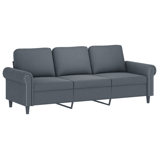 vidaXL 3 pcs conjunto de sofás com almofadões veludo cinzento-escuro vidaXL 3 pcs conjunto de sofás com almofadões veludo cinzento-escuro