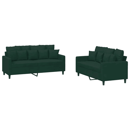 vidaXL 2 pcs conjunto de sofás com almofadões veludo verde-escuro vidaXL 2 pcs conjunto de sofás com almofadões veludo verde-escuro