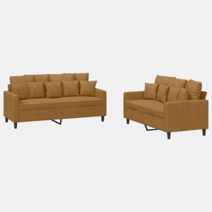 vidaXL 2 pcs conjunto de sofás com almofadões veludo castanho